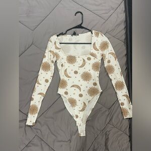 White & Beige Bodysuit